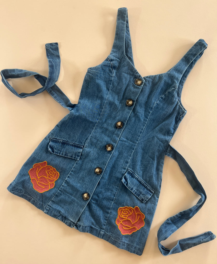 Upcyled Rose Denim Mini Dress