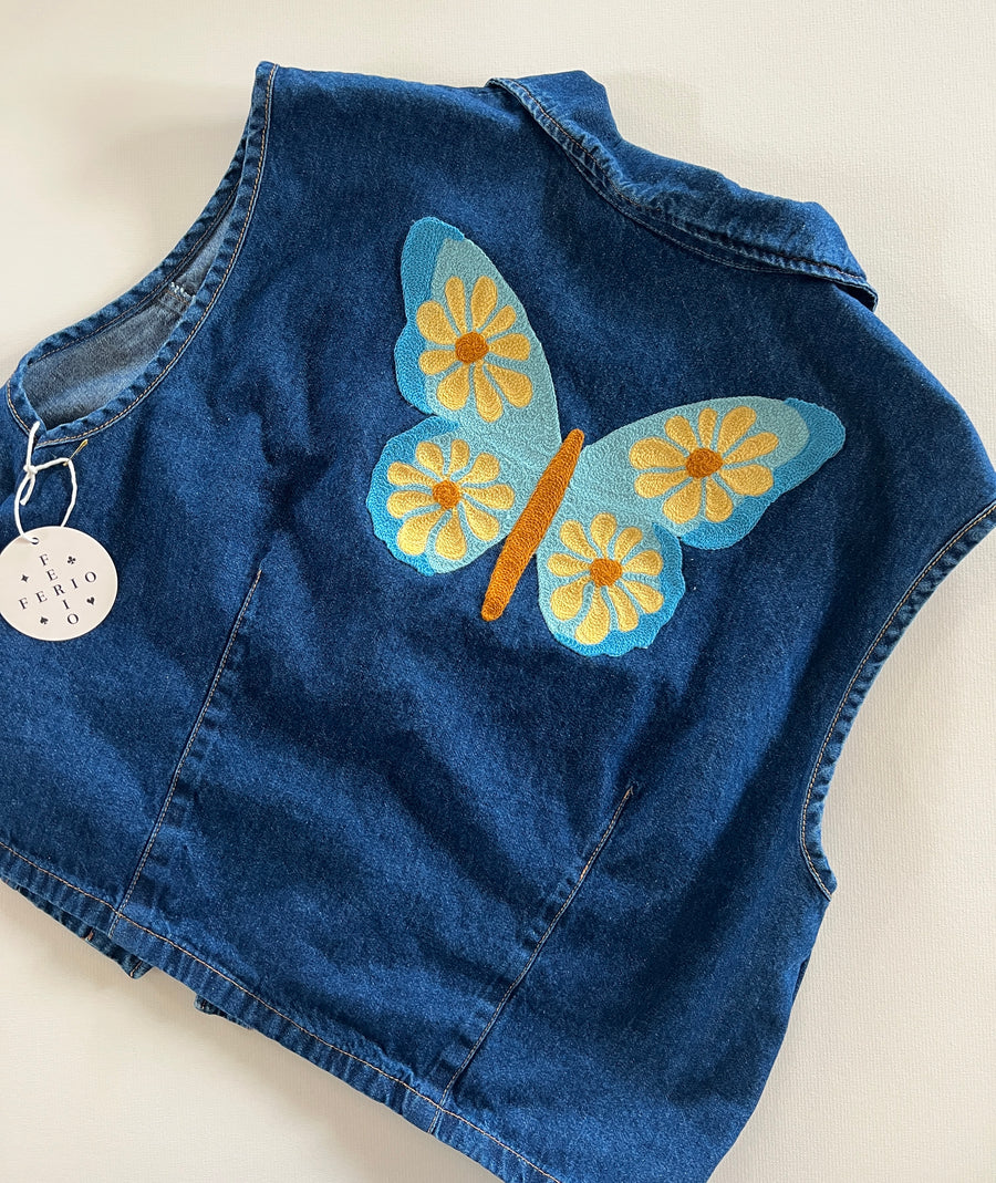 Upcycled Denim Butterfly Vest