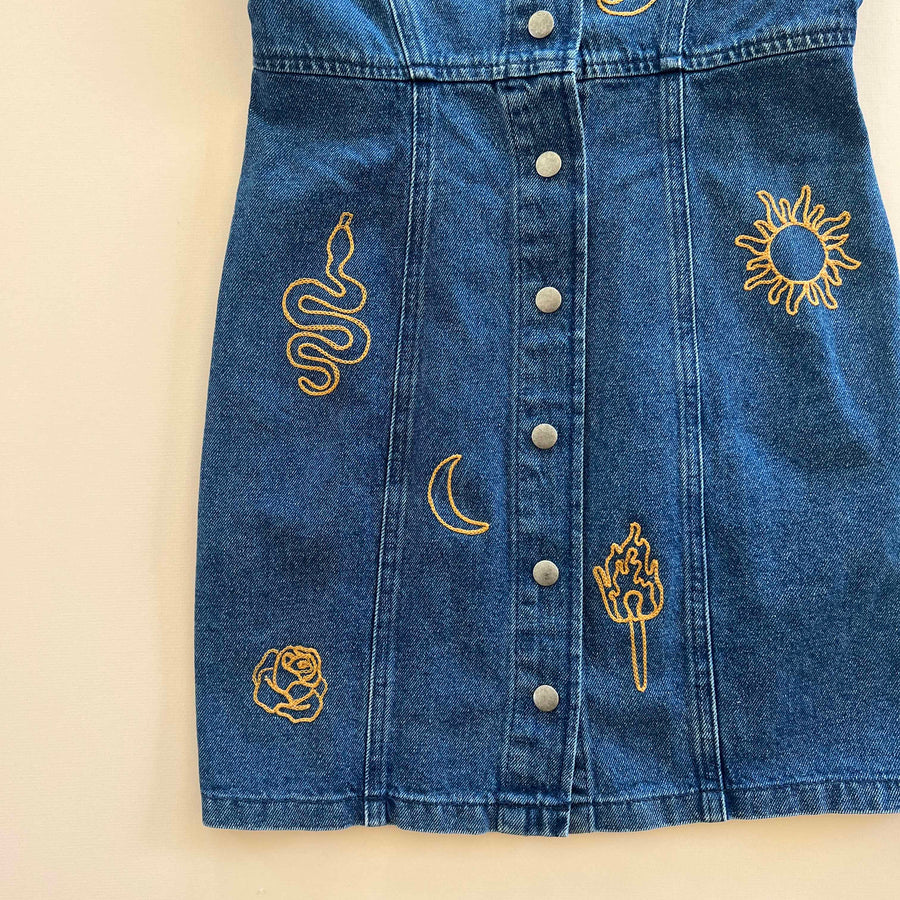 Upcycled Denim Sleeveless Mini Dress