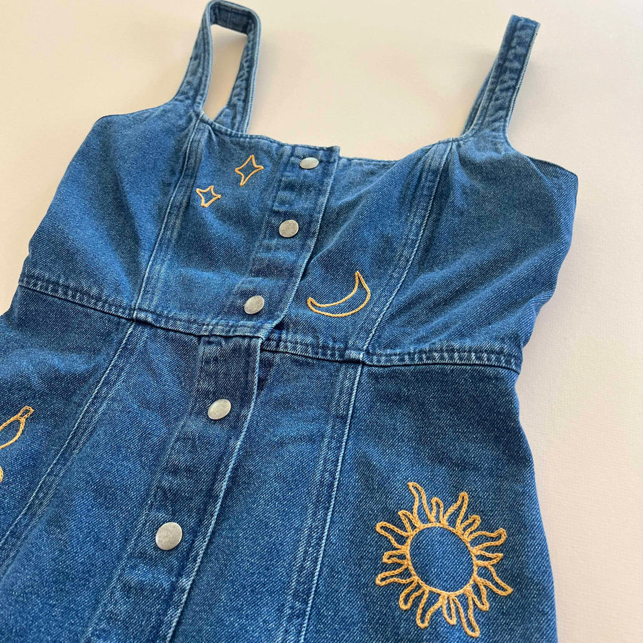 Upcycled Denim Sleeveless Mini Dress