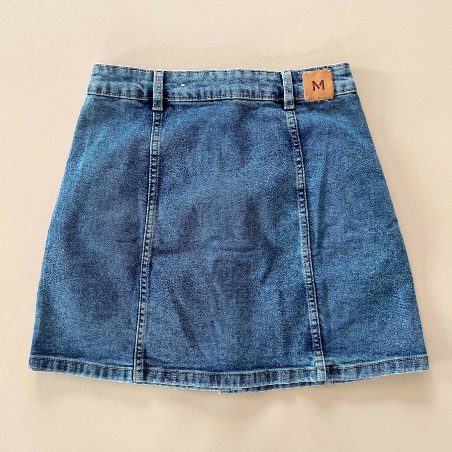 Upcycled Match Denim Button-Up Skirt