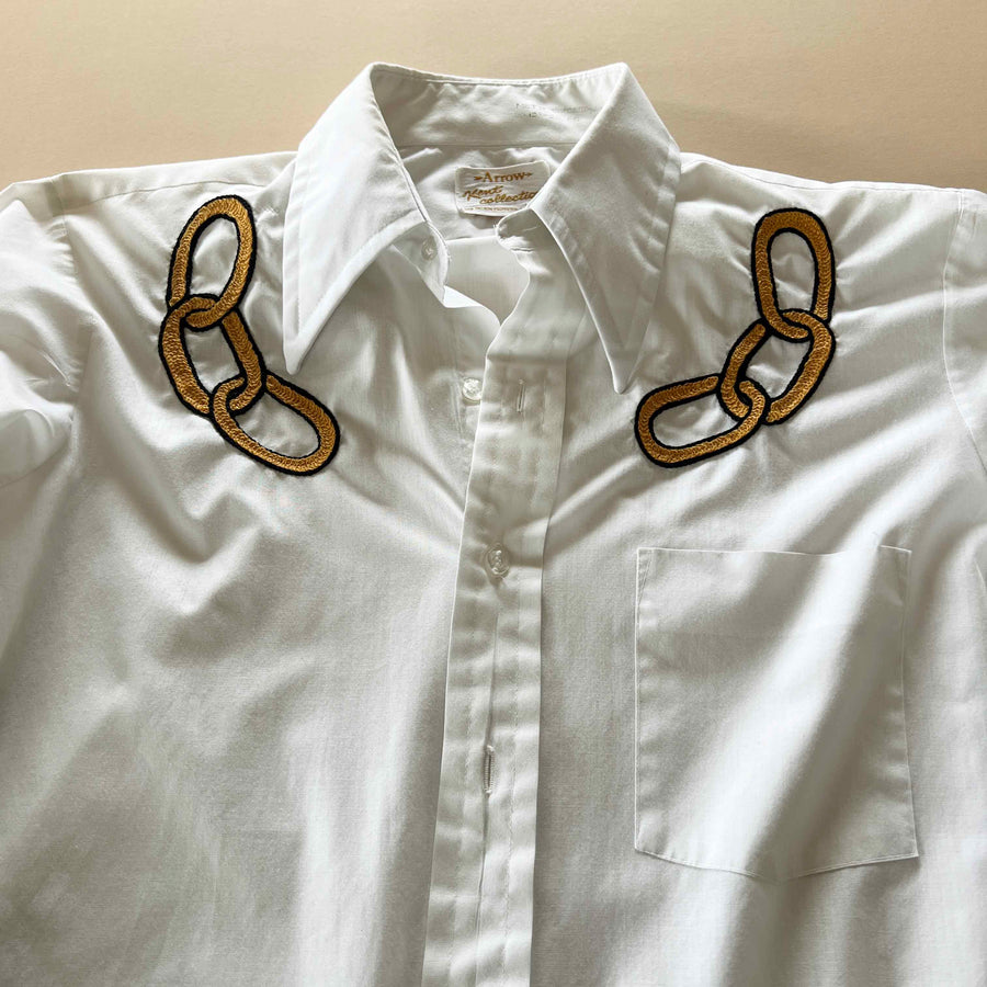 Upcycled Sun and Chain Dress Shirt